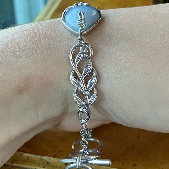 Natural Angelite Sterling Silver Bracelet - Picture 8 of 9